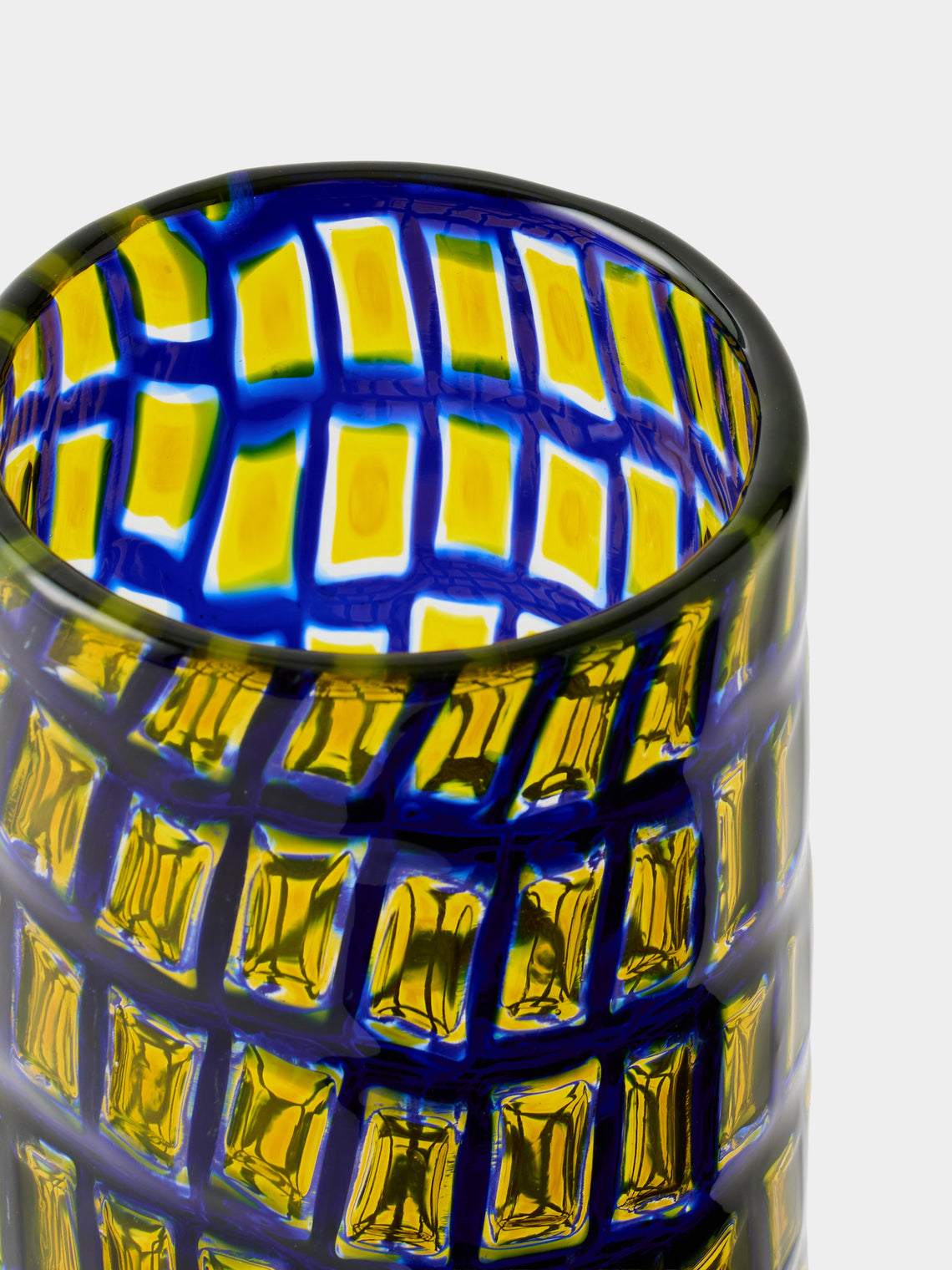 Venini - 1940 Carlo Scarpa Romane Murrine Murano Glass Vase (10in/26cm) - Yellow - ABASK