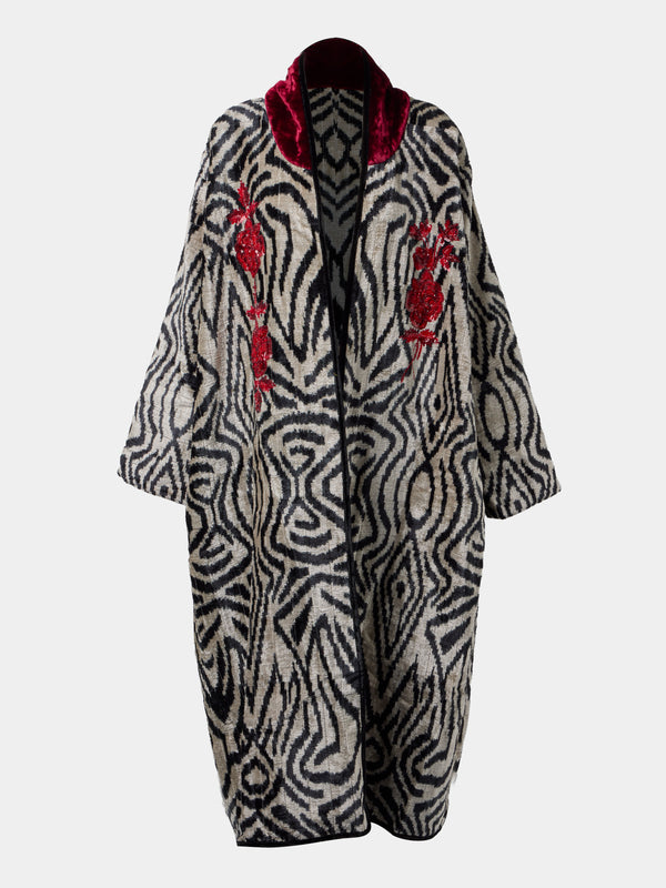 Nazzy Beglari - Women's Hand-Loomed Ikat Silk Reversible Robe | One Size - Multiple - ABASK - 