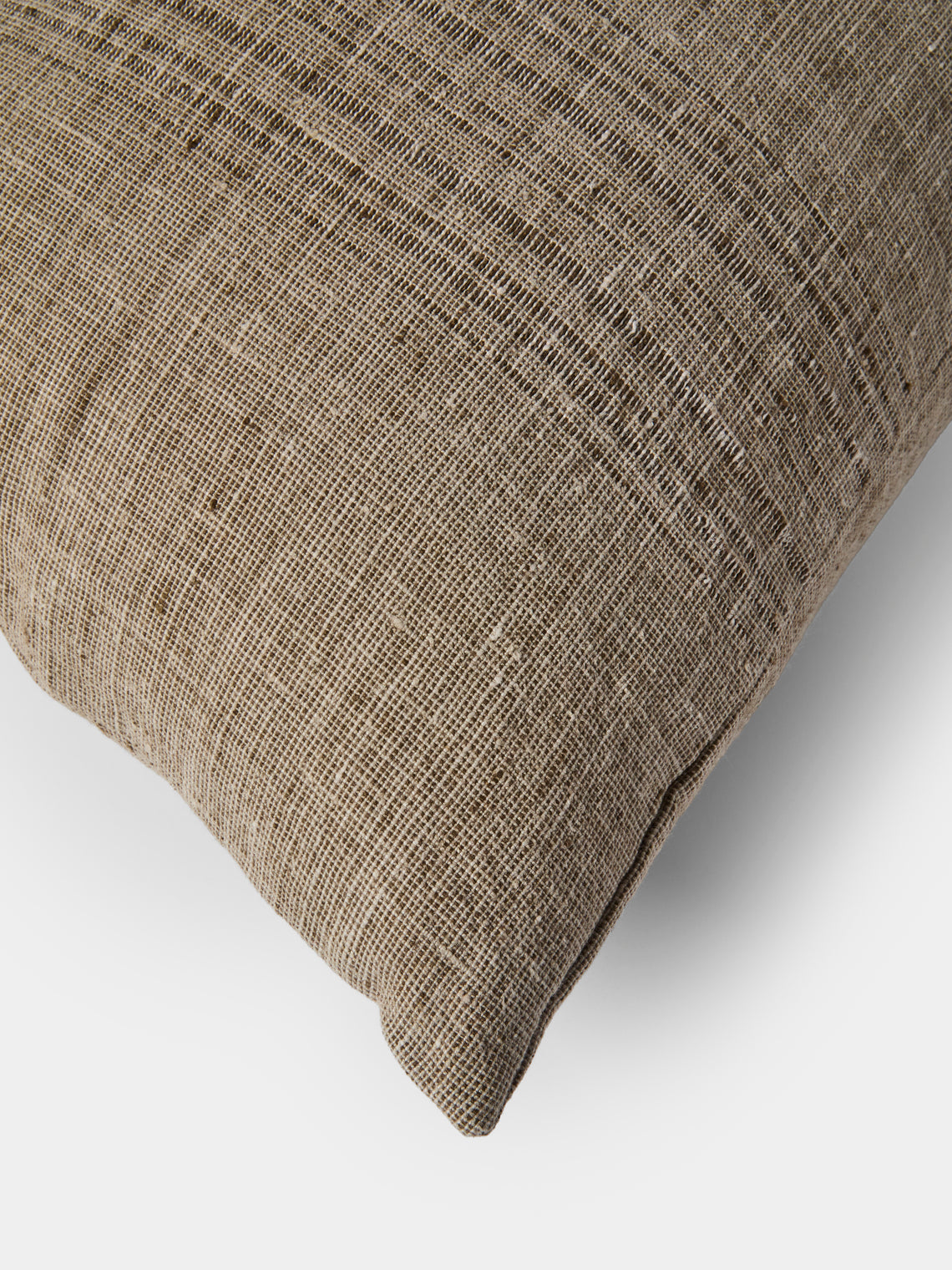 de Le Cuona - Cave Cloth Linen Vertical-Detail Cushion (35.5in/90cm) - Green - ABASK
