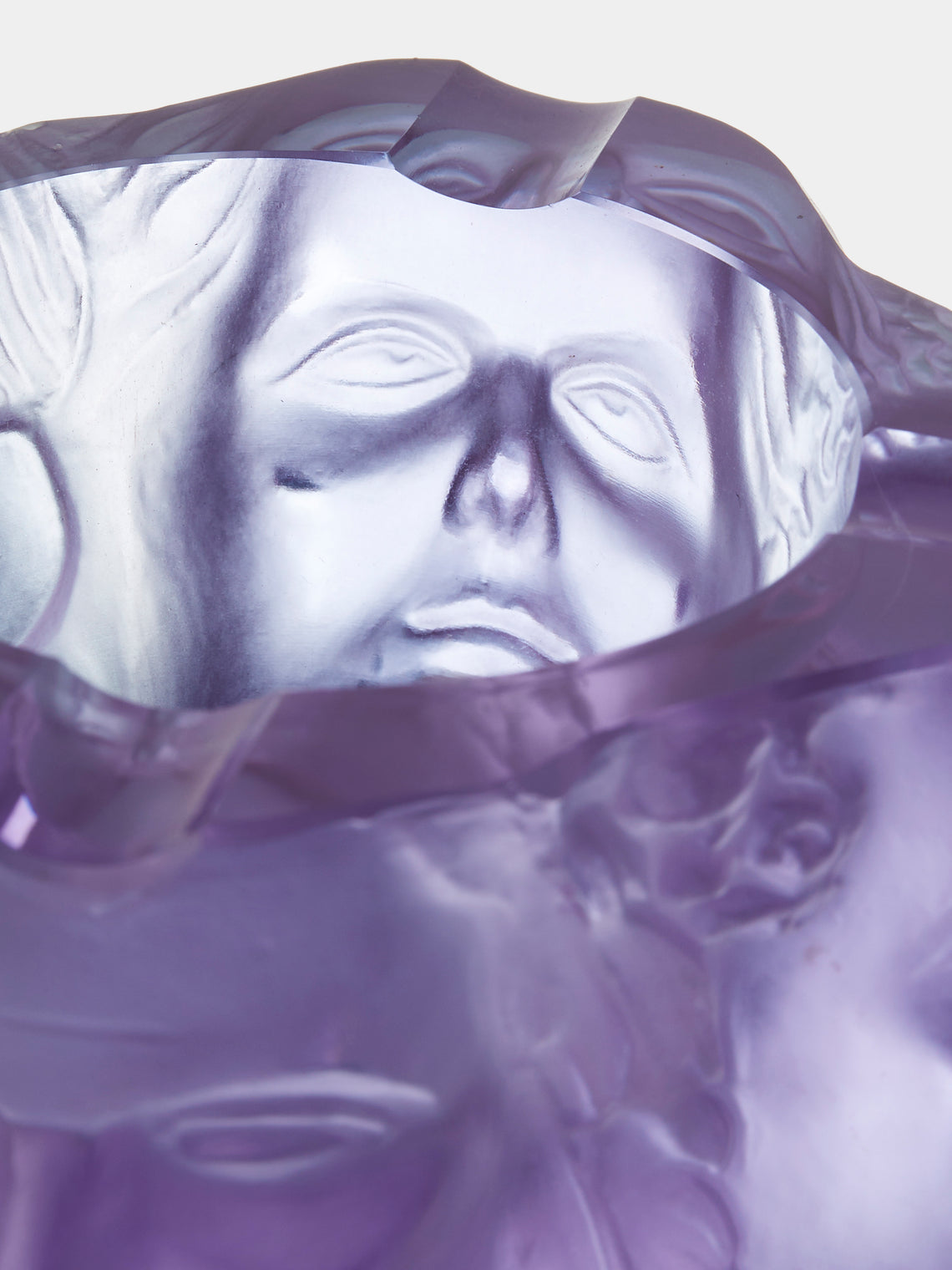 Antique and Vintage - 1930s H. Hoffmann for Lalique Crystal Vase (5in/13cm) - Purple - ABASK