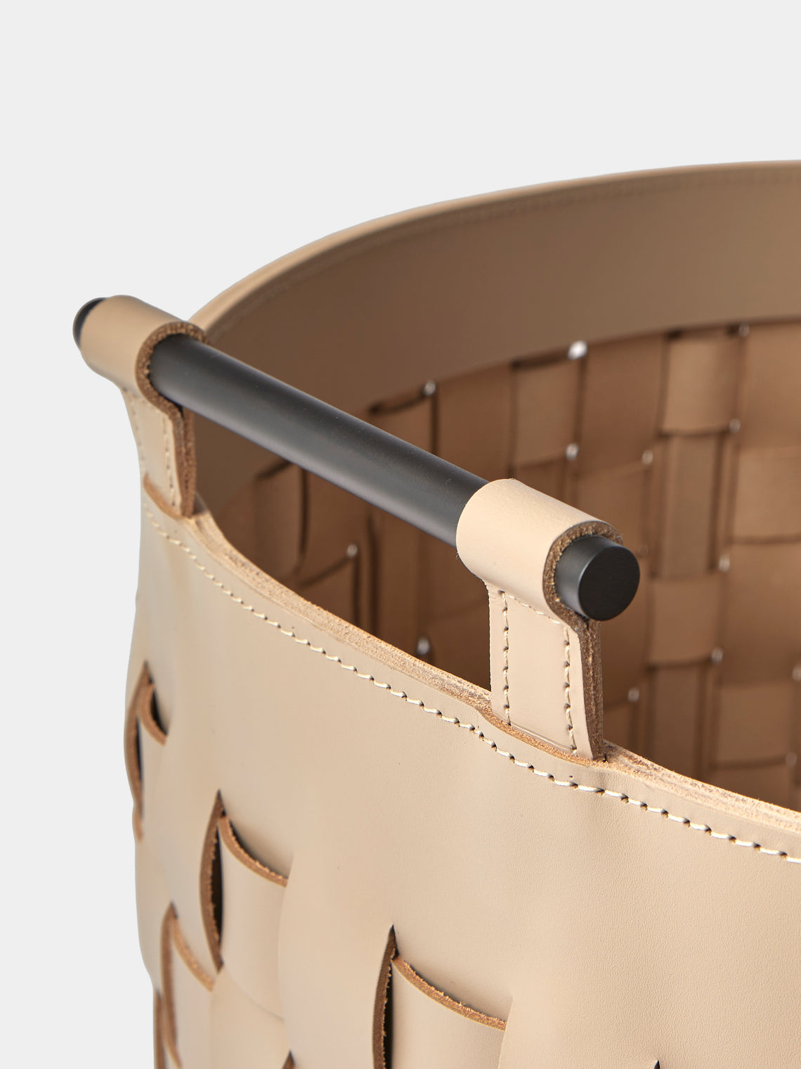 Rabitti 1969 - Ravenna Leather Round Tall Basket - Cream - ABASK