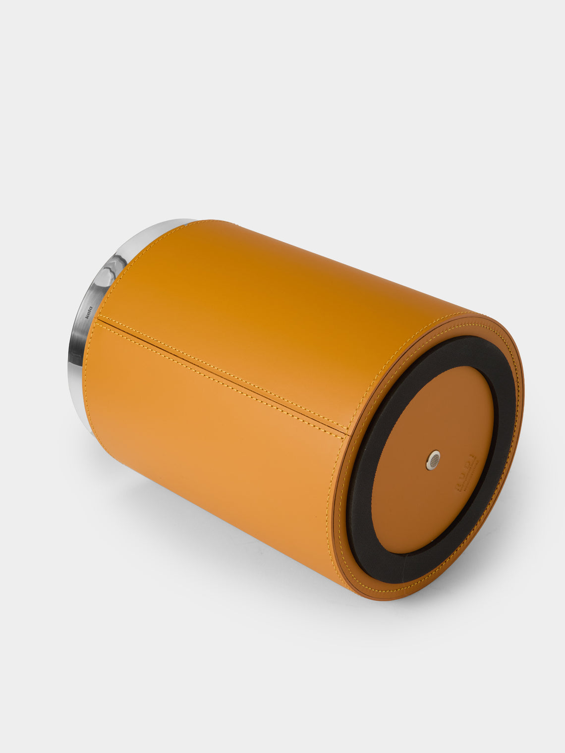 RUDI - Perry Leather Lidded Wastepaper Bin - Yellow - ABASK