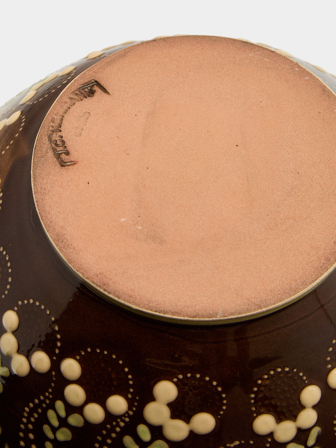 Poterie d’Évires - Flowers Hand-Painted Ceramic Large Salad Bowl - Dark brown - ABASK