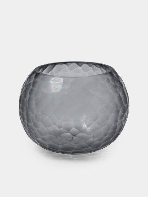 Micheluzzi Glass - Bocia Acciaio Diamante Hand-Blown Murano Glass Vase (4.5in/11.5cm) - Gray - ABASK - 
