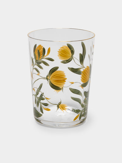 Los Vasos de Agua Clara - Jaipur Hand-Painted Crystal Highballs (Set of 6) - Yellow - ABASK - 