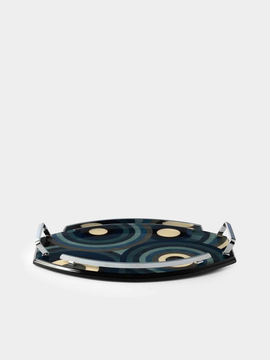 Mastellone Giuseppe - Wood Inlay Tray (12.5in/32cm) - Blue - ABASK