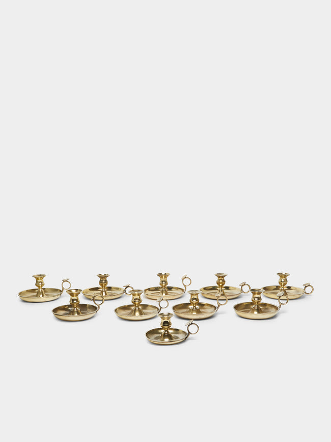 Antique and Vintage - 1850s Brass Short Candlesticks (Set of 10) -  - ABASK - 