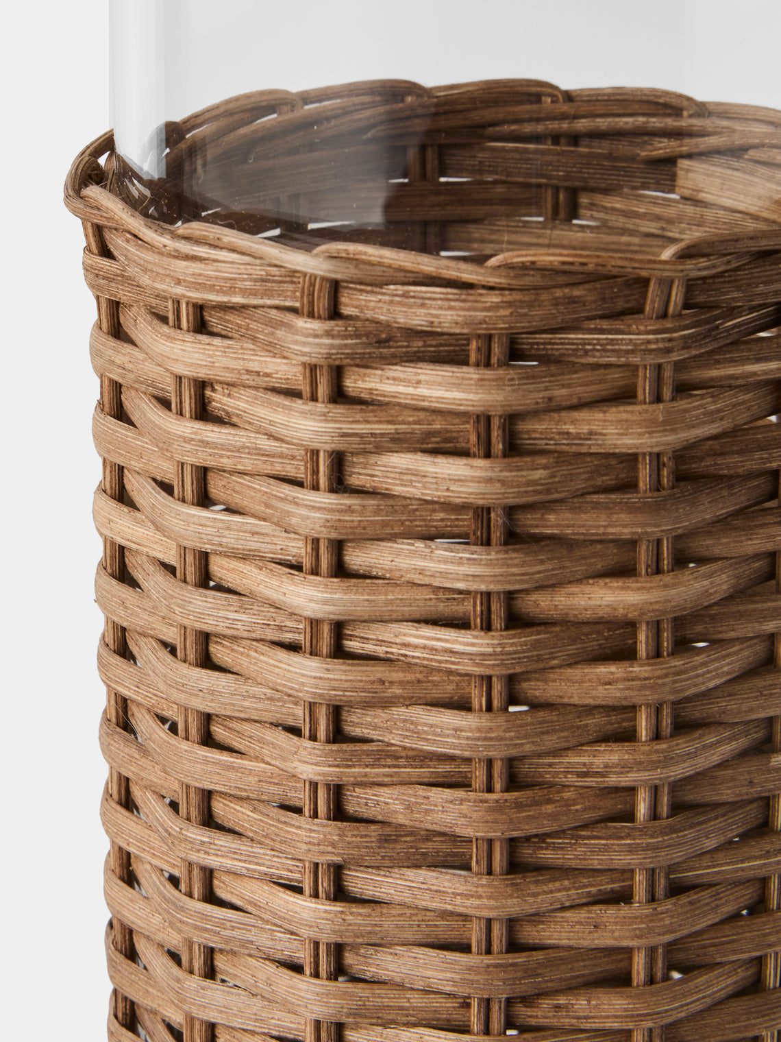 Pigment France - Marseille Leather and Rattan Glass Pitcher (42oz/1.2L) - Brown - ABASK