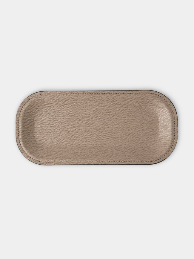 Pinetti - Victor Leather Trinket Tray (9.5in/24cm) - Taupe - ABASK - 