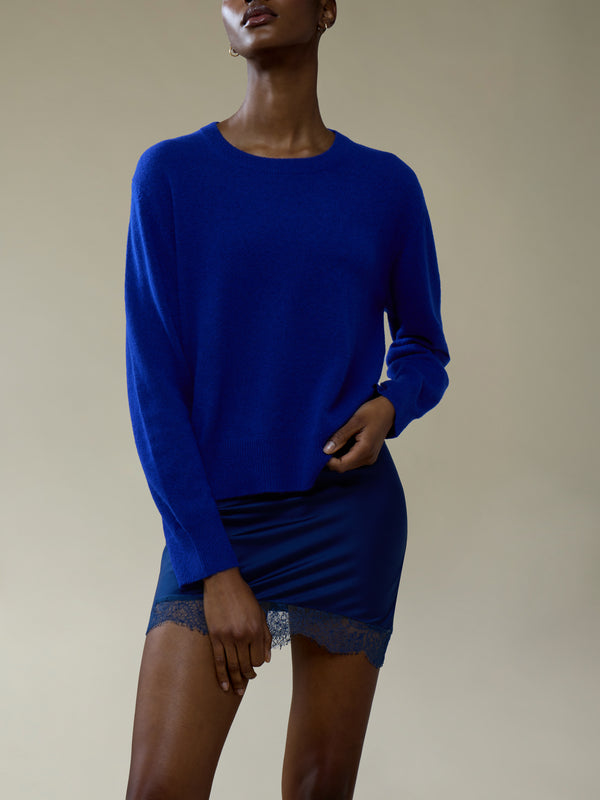 Ryan Roche - Cloud Cashmere and Silk Crew-Neck Sweater | Size: S - Blue - ABASK