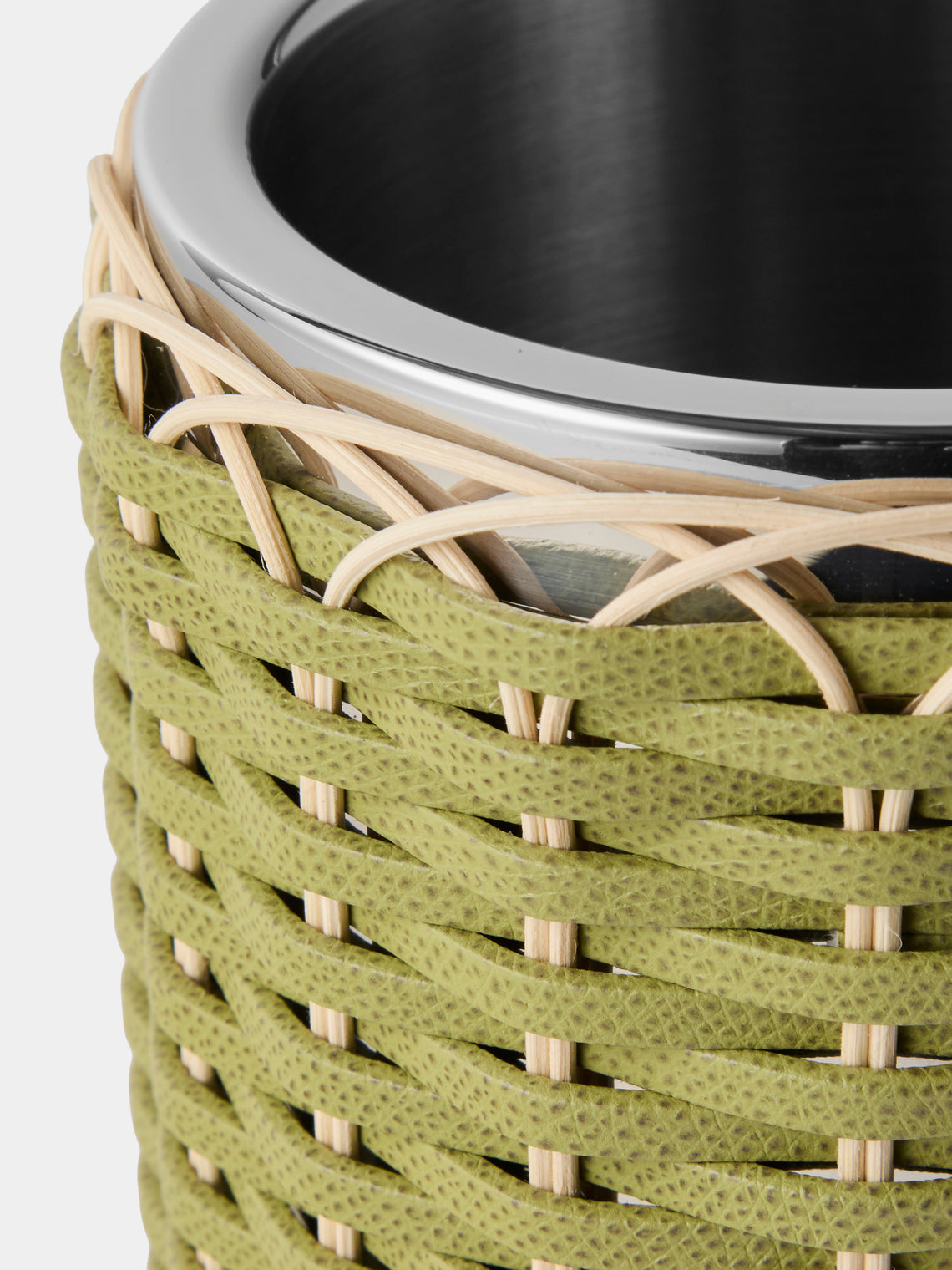 Pigment France - Menton Leather and Rattan Bottle Cooler - Green - ABASK