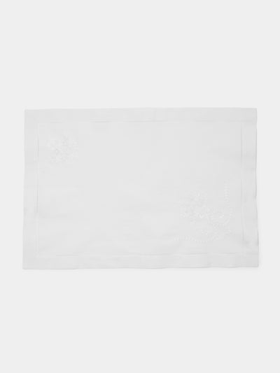 Rolande du Dreuilh Créations - Hand-Embroidered Cotton Placemats (Set of 4) - White - ABASK - 