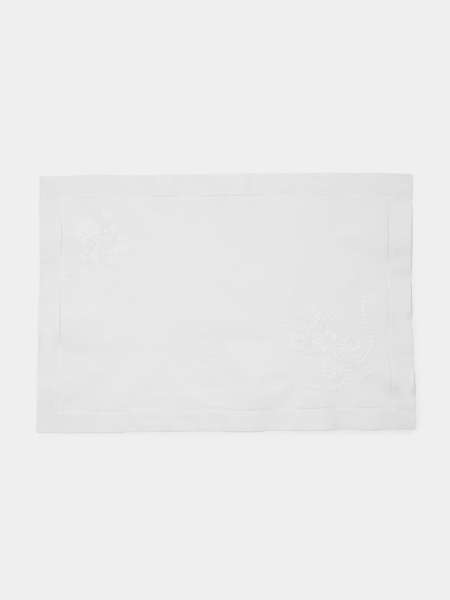 Rolande du Dreuilh Créations - Hand-Embroidered Cotton Placemats (Set of 4) - White - ABASK - 