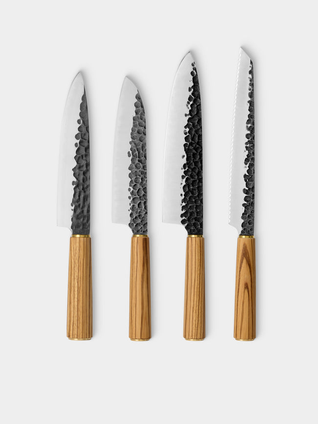 Katto - | Set of 4 | Zebra Wood Kitchen Knives - Brown - ABASK - 