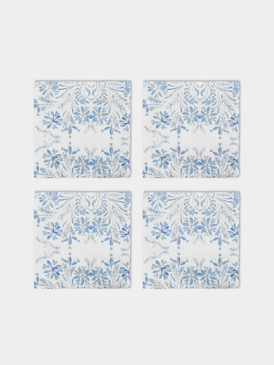 Zsuzsanna Nyul - Floral Linen Napkins (Set of 4) - Blue - ABASK