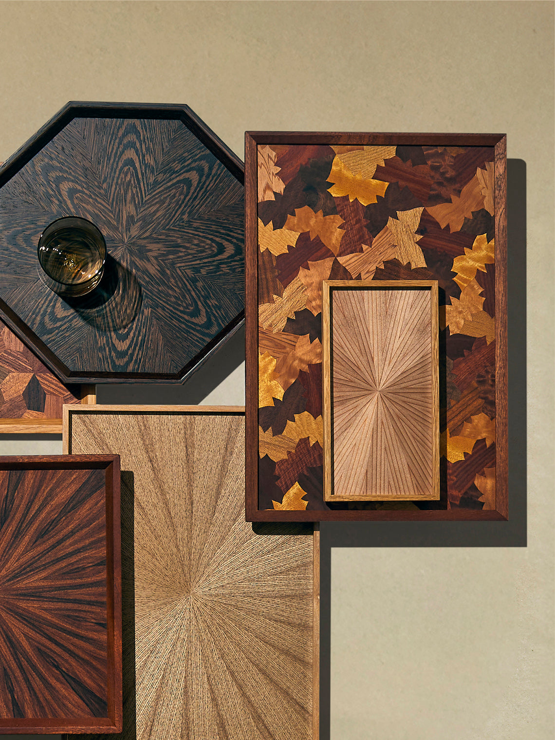 Mori Kougei - Poke Marquetry Wood Tray (14.5in/37.5cm) - Multiple - ABASK