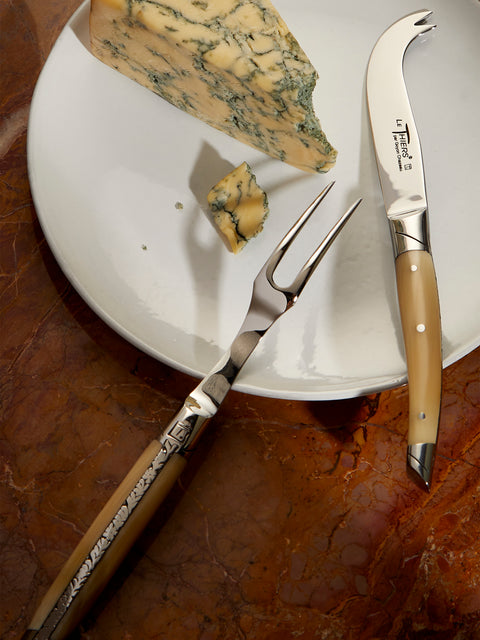 Goyon-Chazeau - Le Thiers Prestige Flammée Blonde Horn Cheese Servers (Set of 2) - Brown - ABASK
