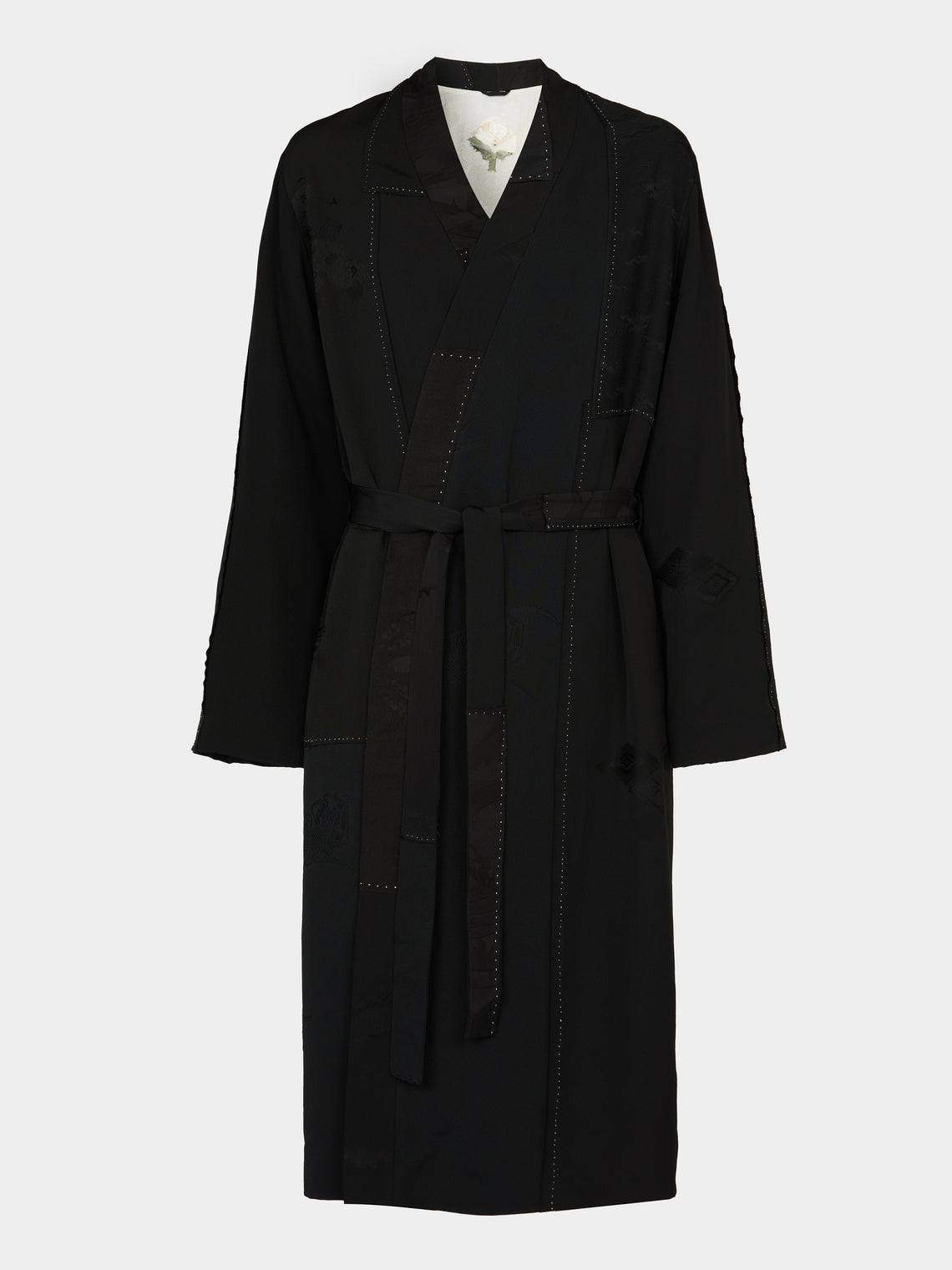 Considered Objects - Dots and Lines Hand-Stitched Silk Robe - Black - ABASK - 