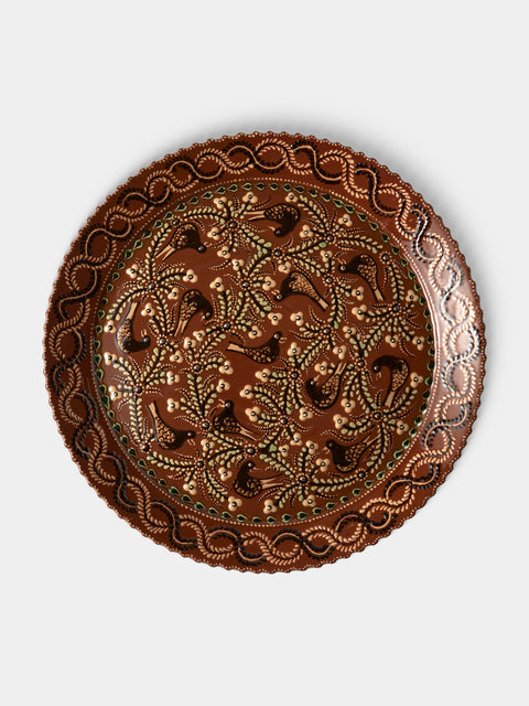 Poterie d’Évires - Birds Hand-Painted Ceramic Large Platter - Light brown - ABASK - 
