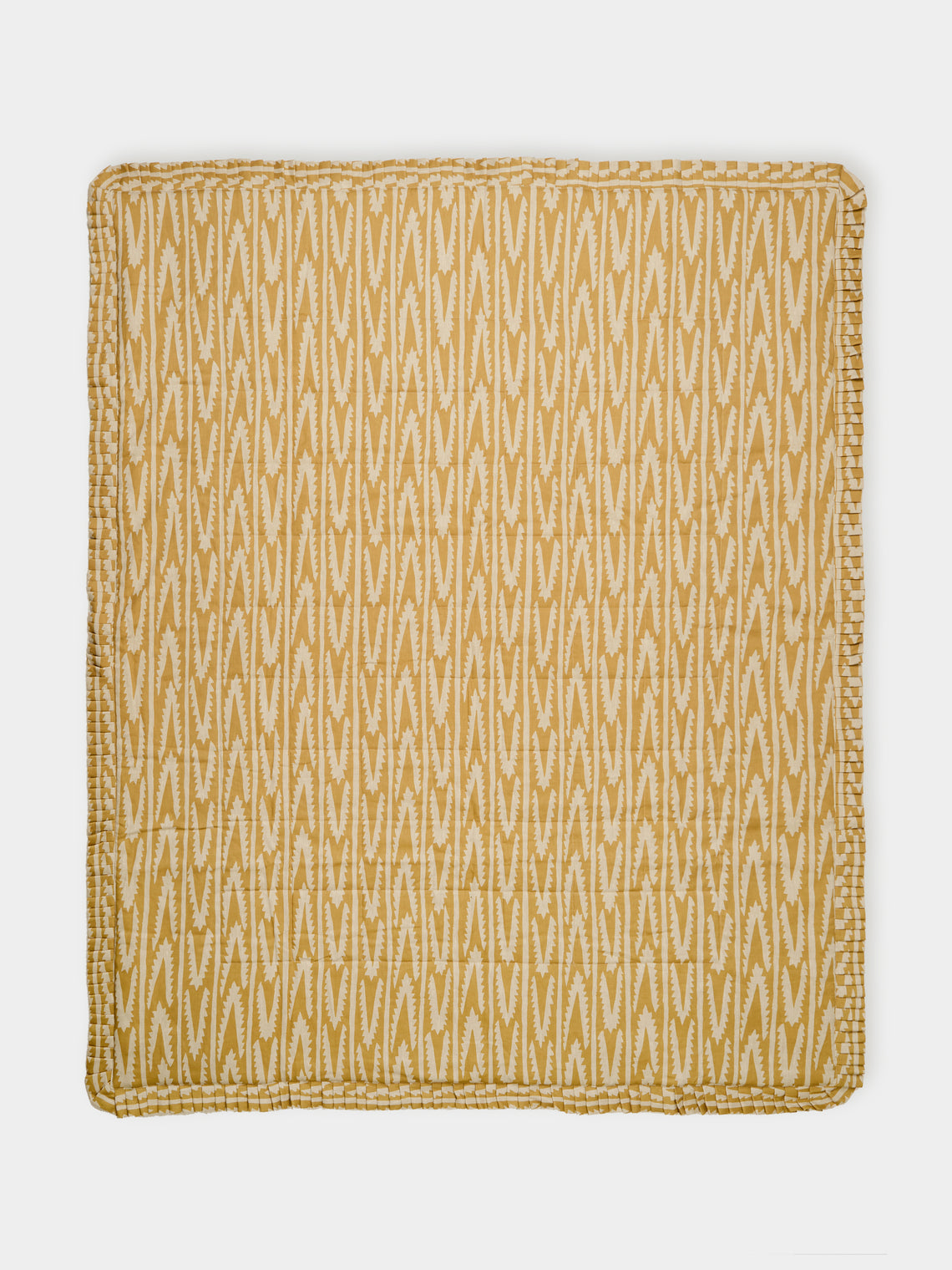 Volga Linen - Quilted Linen Super King-Size Bed Throw (79in/2m) - Yellow - ABASK