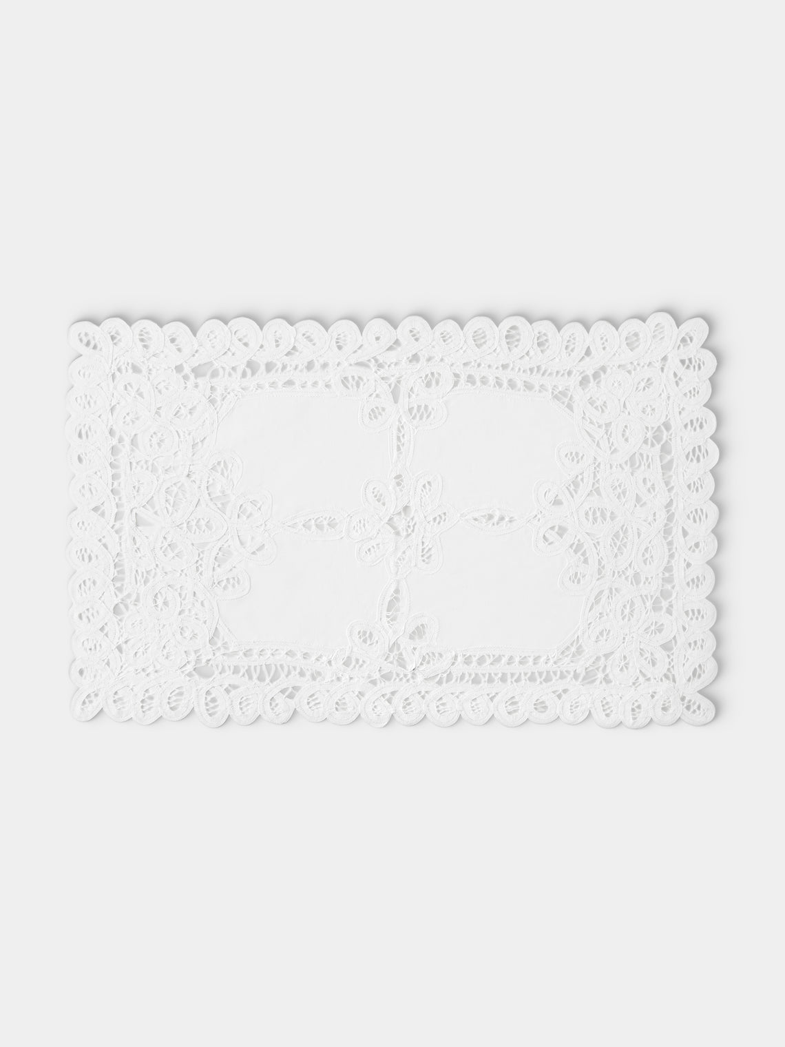 Rolane du Dreuih Creations - Lacework Linen Large Oblong Placemats (Set of 4) - Ivory - ABASK - 