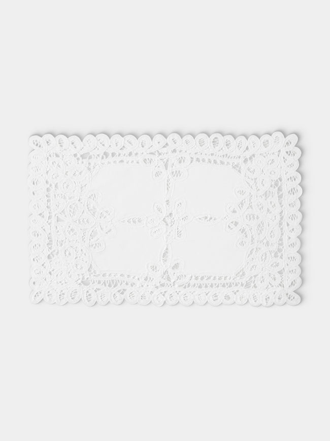 Rolane du Dreuih Creations - Lacework Linen Large Oblong Placemats (Set of 4) - Ivory - ABASK - 