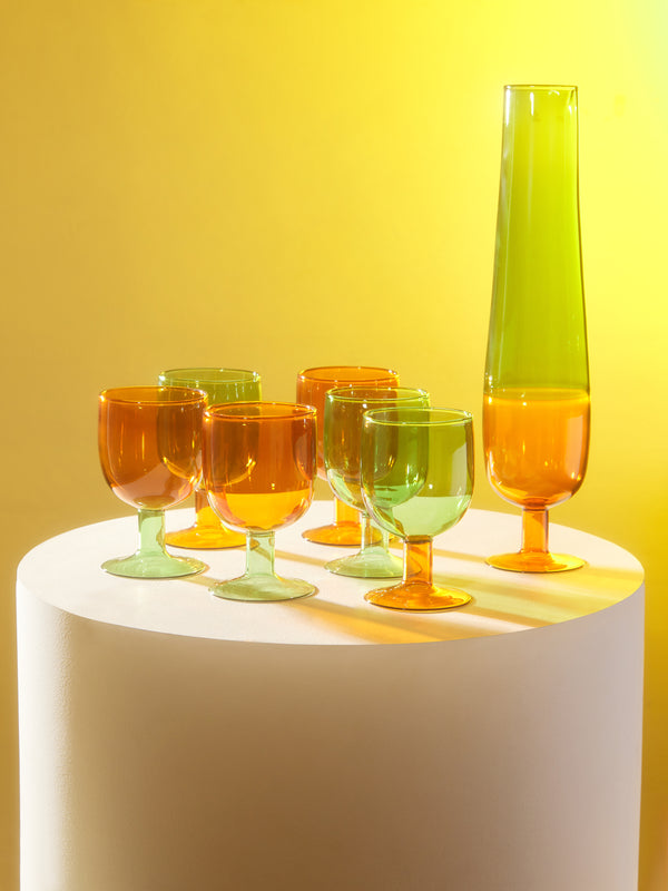 Antique and Vintage - 1960s Flavio Poli Murano Decanter with Wine Glasses (Set of 7) -  - ABASK