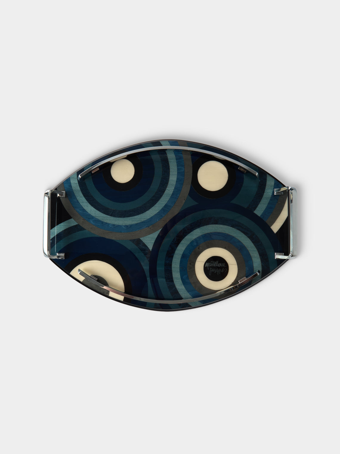 Mastellone Giuseppe - Wood Inlay Tray (12.5in/32cm) - Blue - ABASK - 