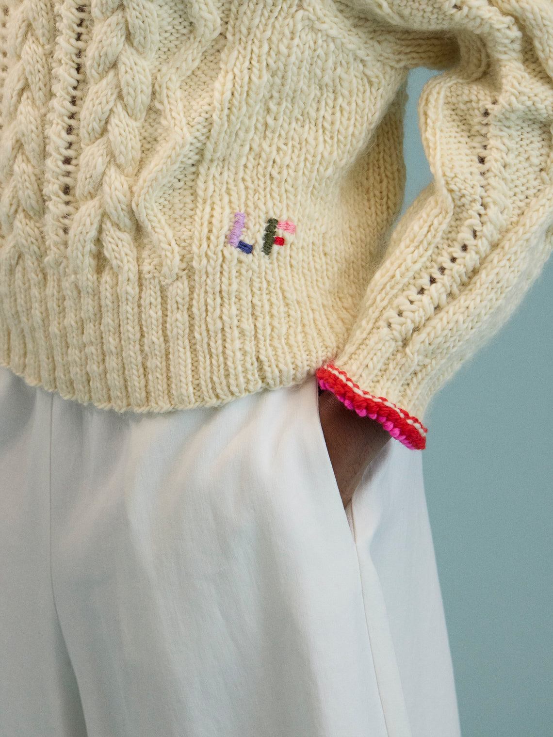 La Fetiche - Marianne Hand-Knitted Wool Sweater | Size: S - Cream - ABASK