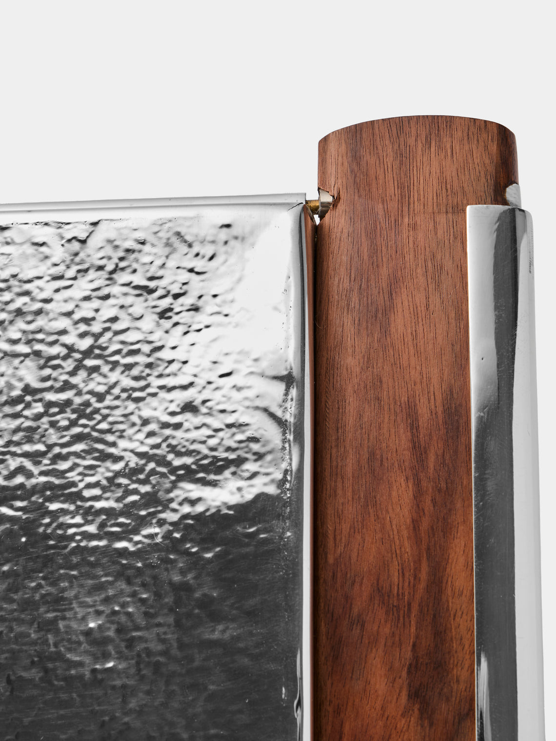 San Lorenzo - 1988 Afra and Tobia Scarpa Engraved Sterling Silver and Wood Tray (12in/31cm) - Silver - ABASK