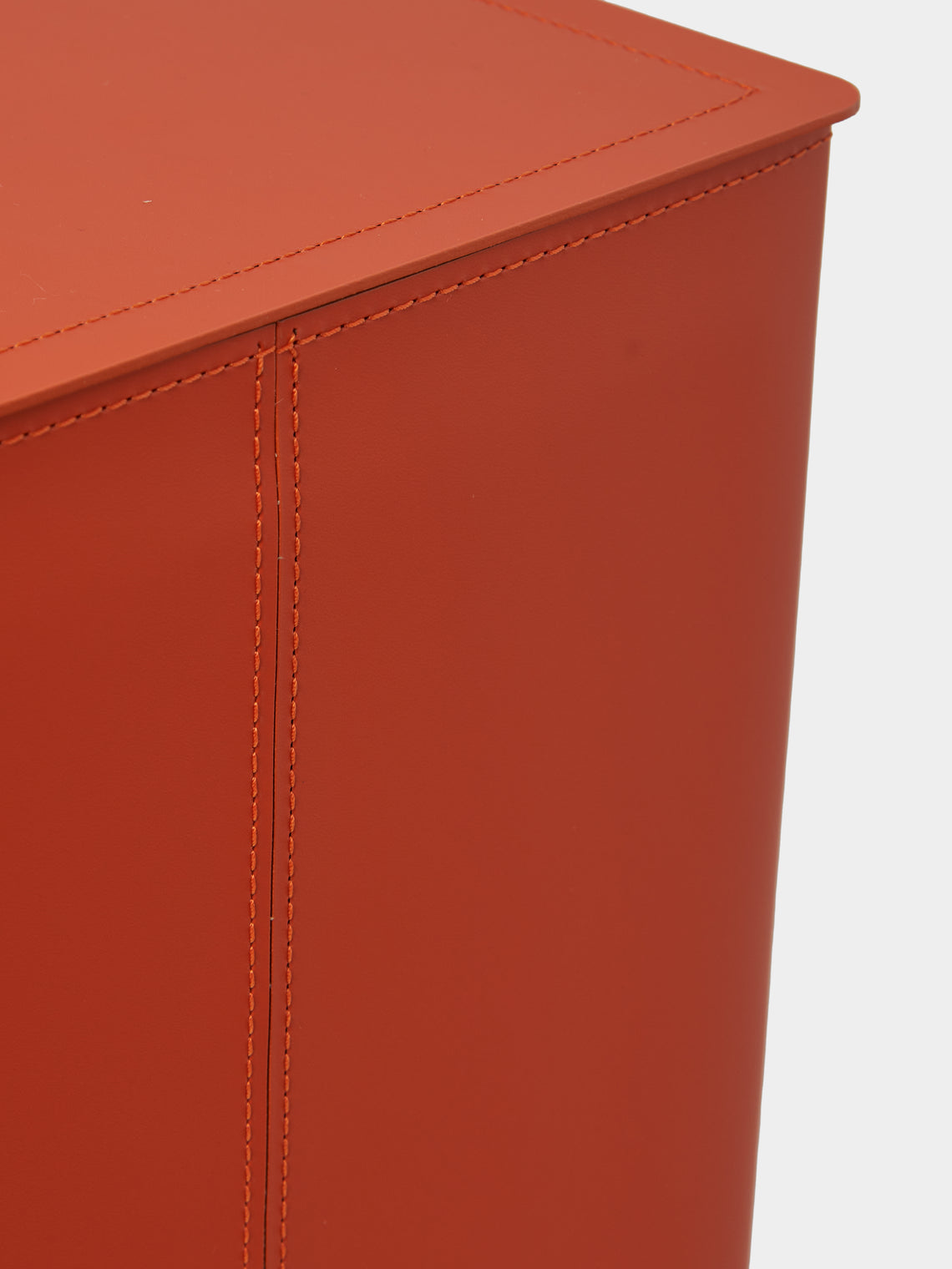 RUDI - Bino Leather Square Lidded Wastepaper Bin - Orange - ABASK