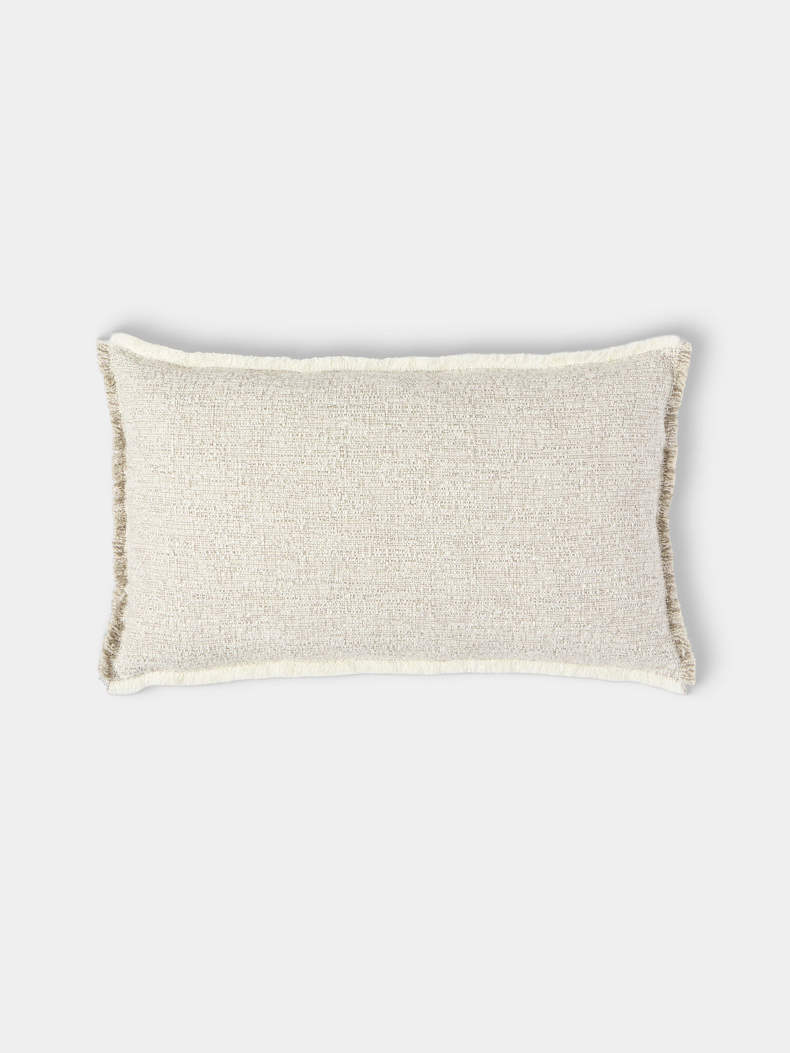 de Le Cuona - Limestone Linen Fringed Cushion (23.5in/60cm) - Gray - ABASK - 