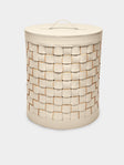 Riviere - Woven Leather Laundry Basket - Cream - ABASK - 