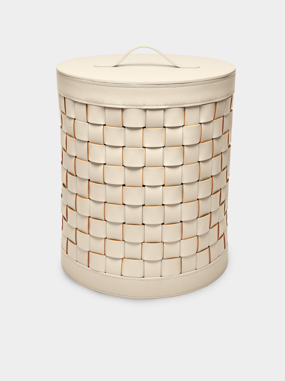 Riviere - Woven Leather Laundry Basket - Cream - ABASK - 