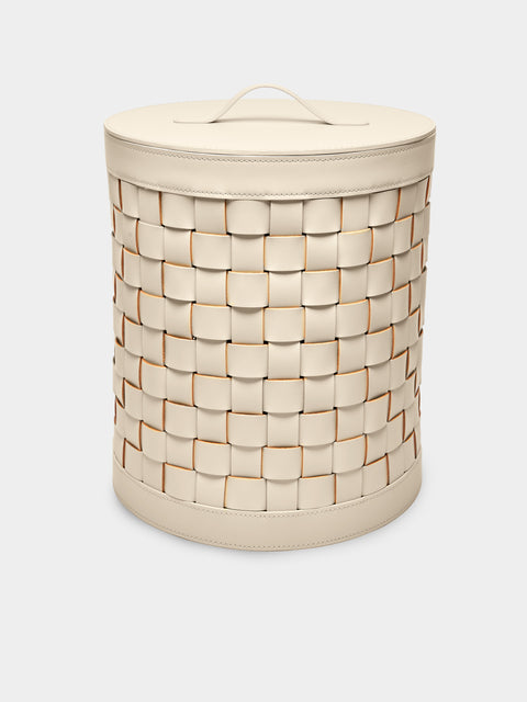 Riviere - Woven Leather Laundry Basket - Cream - ABASK - 
