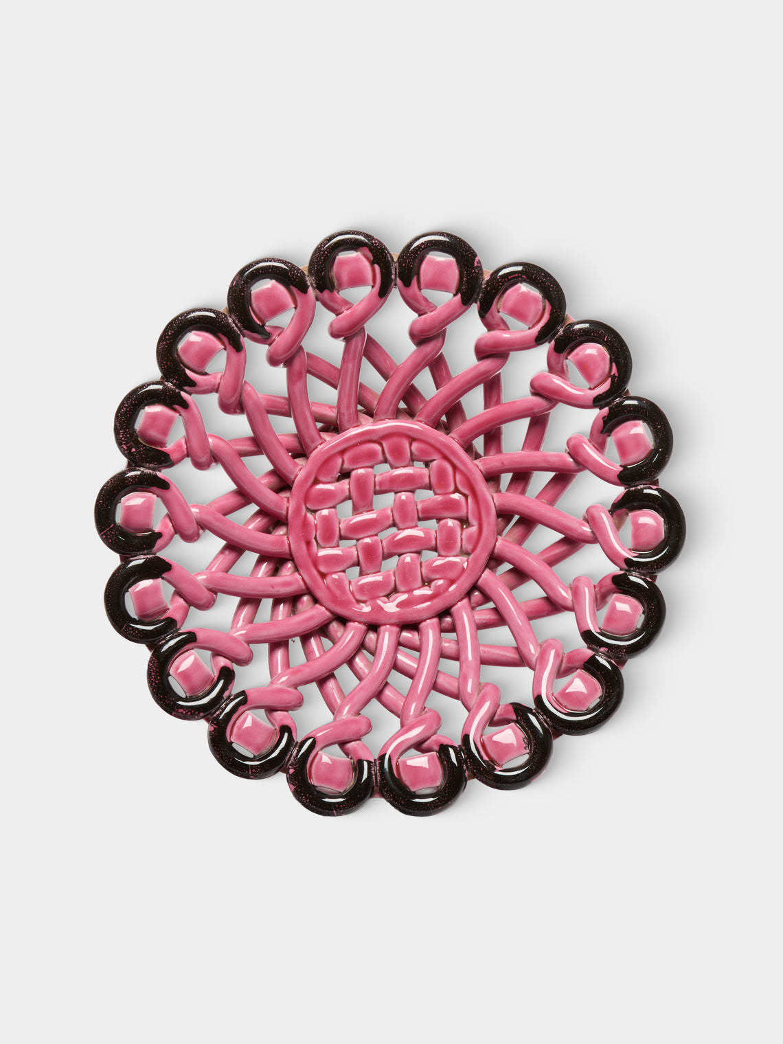 Antique and Vintage - 1950s Vallauris Braided Ceramic Bowl - Pink - ABASK