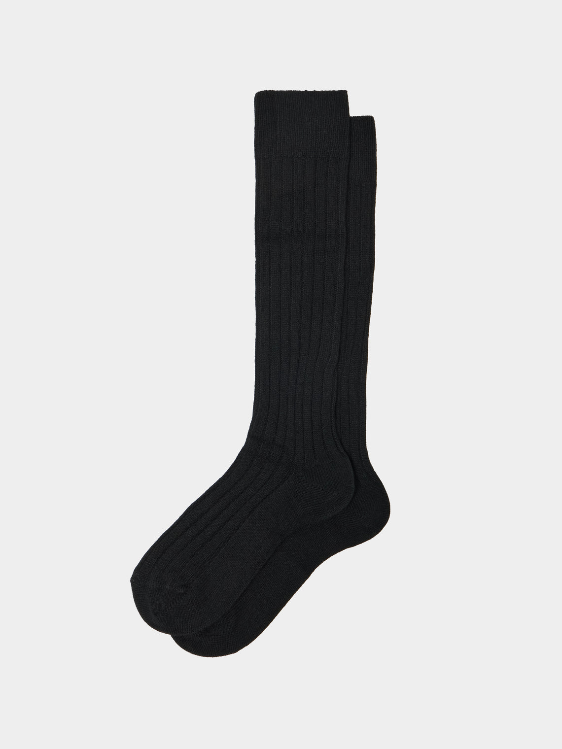 Maria La Rosa - Women's College Ribbed Cashmere Knee-High Socks | One Size - Black - ABASK - 