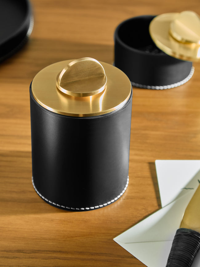 Les Few - Julie Leather and Brass Extra Large Box - Black - ABASK