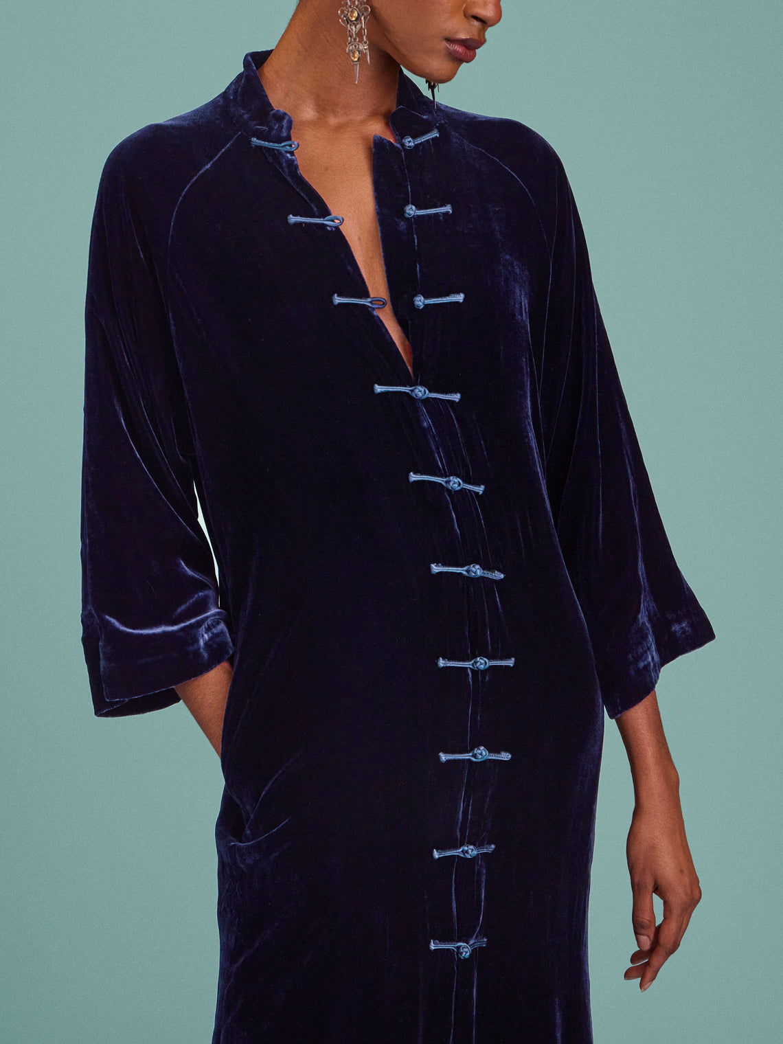 Yali Milano - Velvet Light Robe - Navy - ABASK