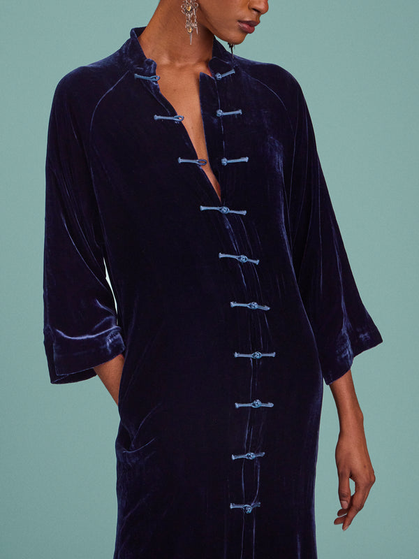 Yali Milano - Velvet Light Robe - Navy - ABASK