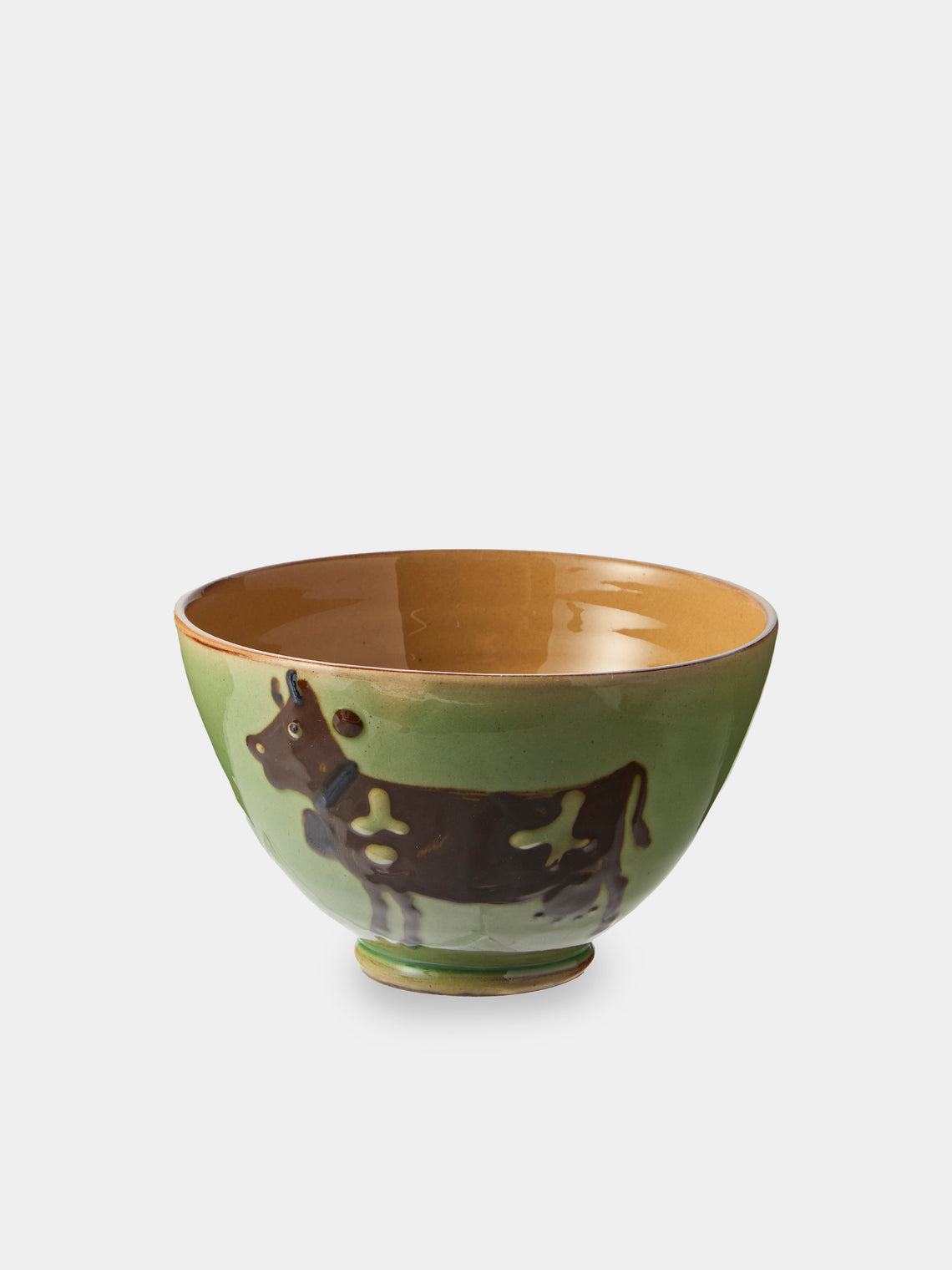 Poterie d’Évires - Cows Hand-Painted Ceramic Small Bowls (Set of 4) - Green - ABASK