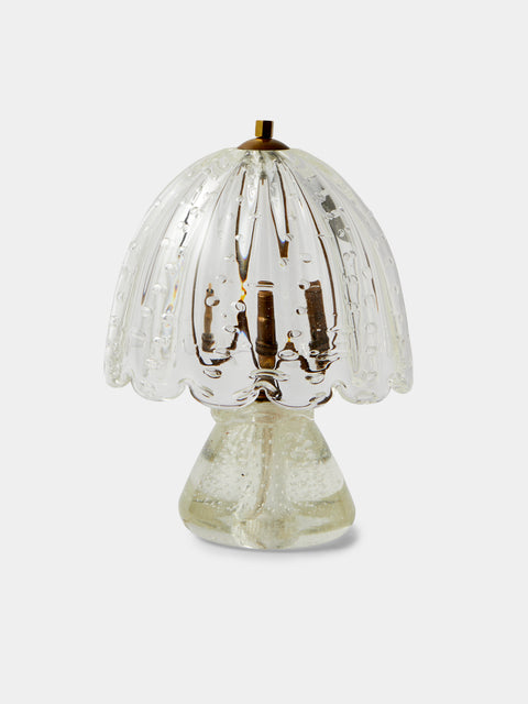 Antique and Vintage - | Set of 2 | 1950s Barovier Murano Glass Table Lamps - Clear - ABASK - 