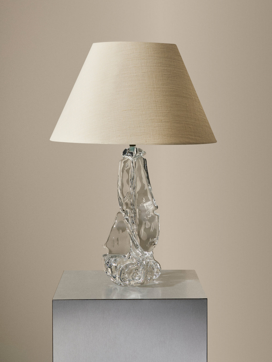Antique and Vintage - Mid-Century Murano Glass Table Lamp - Clear - ABASK