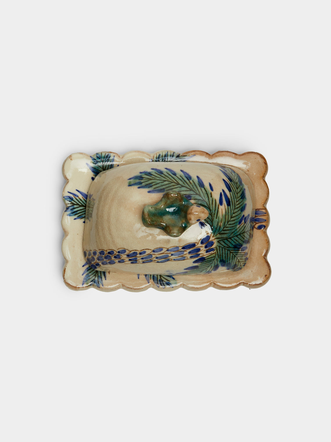 Anut - Palms Hand-Painted Ceramic Butter Dish -  - ABASK