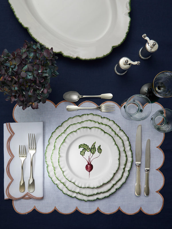 Atelier Soleil - Combed Edge Hand-Painted Ceramic Charger Plates (Set of 4) -  - ABASK