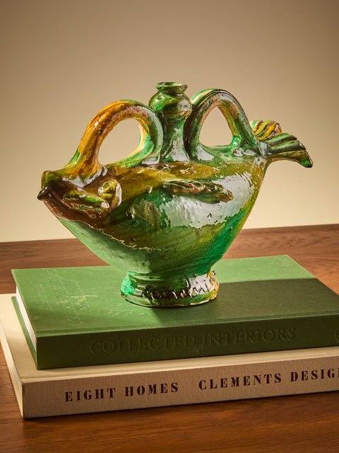 Antique and Vintage - 1990s Condurso Face Ceramic Vessel (12.5in/32cm) - Yellow - ABASK