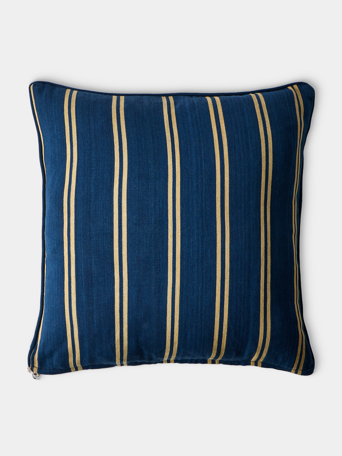 R Collective - Handwoven Indigo Striped Cotton Cushion (19.5in/50cm) - Multiple - ABASK