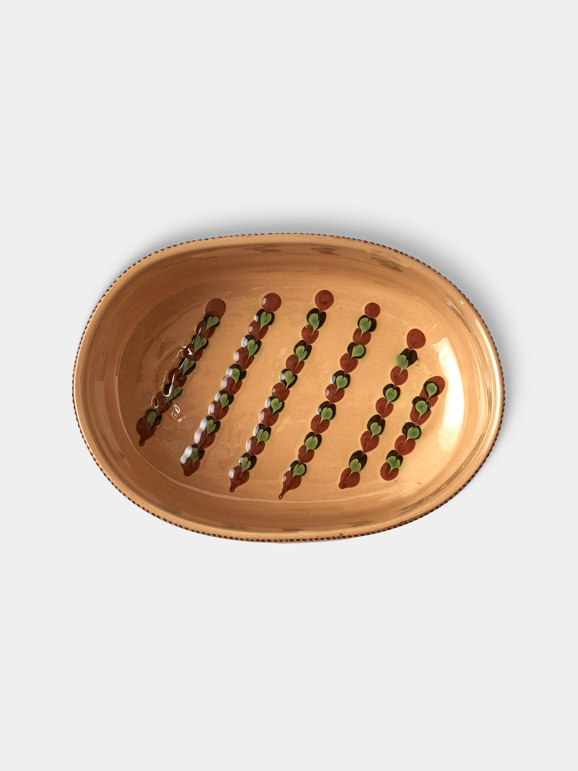 Poterie d’Évires - Flowers Hand-Painted Ceramic Oval Serving Dish - Cream - ABASK