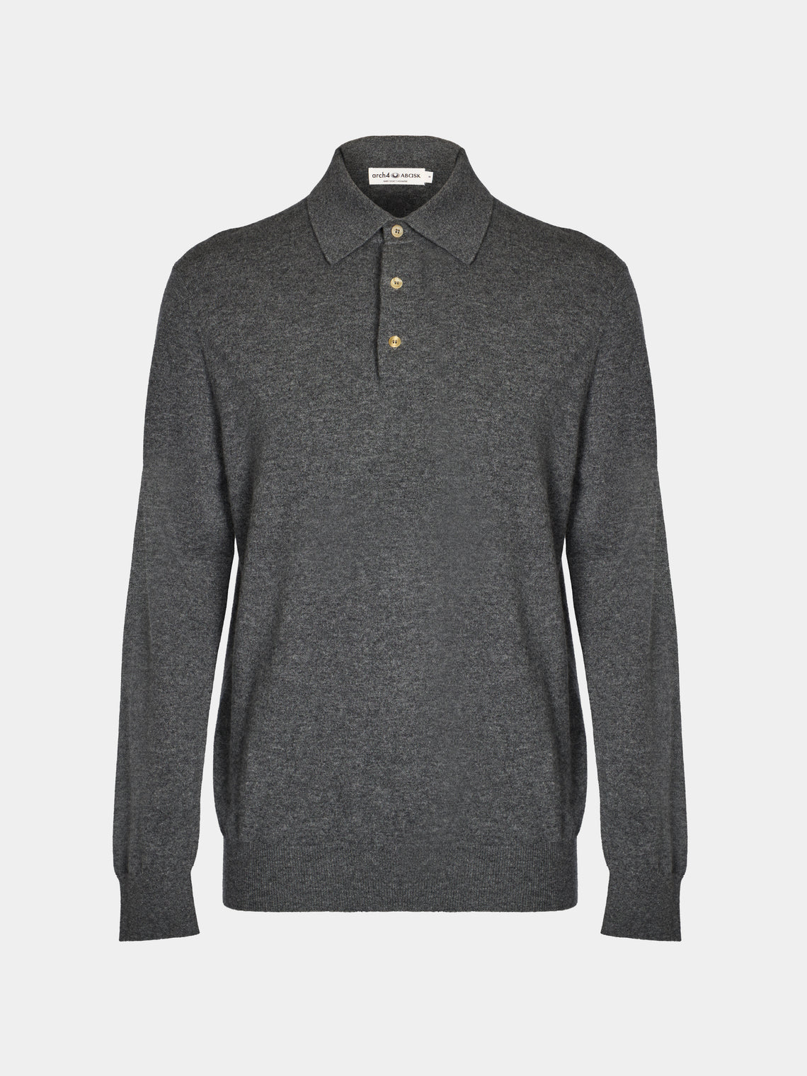 Arch4 - Chapman Baby Goat Cashmere Long-Sleeved Polo Top | Size: M - Gray - ABASK - 