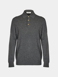 Arch4 - Chapman Baby Goat Cashmere Long-Sleeved Polo Top | Size: M - Gray - ABASK - 